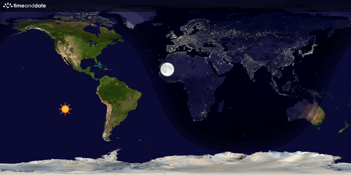 Verdenskart som viser dag og natt 