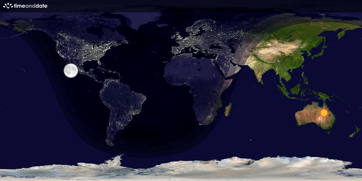 Verdenskart som viser dag og natt 