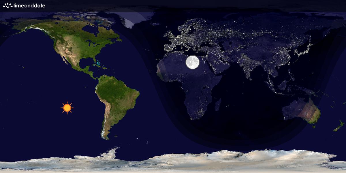 Verdenskart som viser dag og natt 