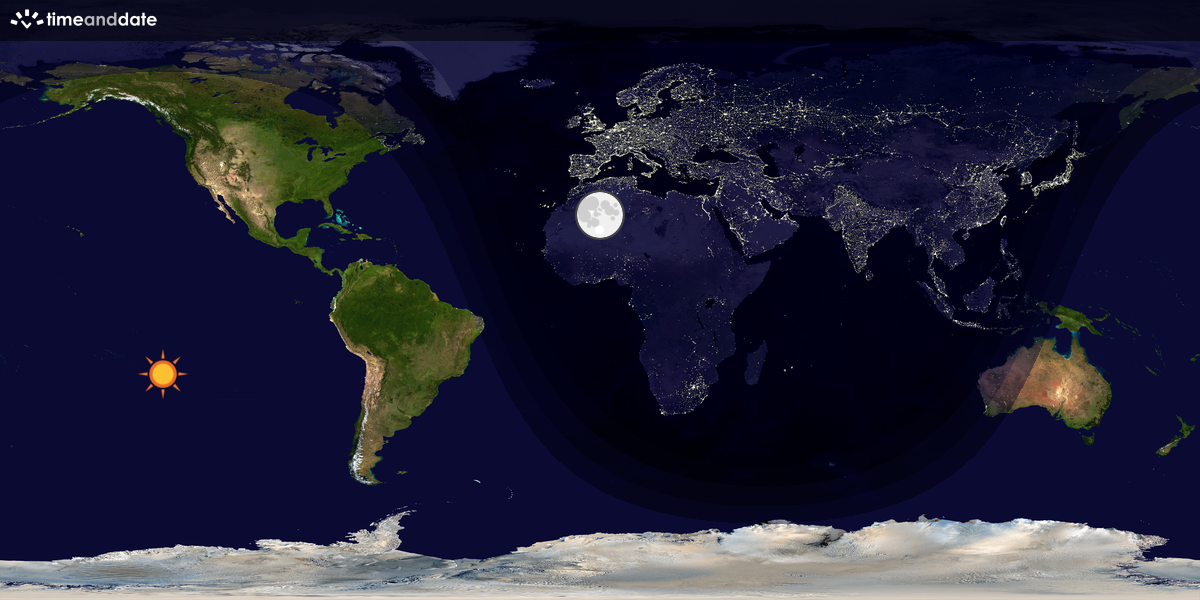 Verdenskart som viser dag og natt 