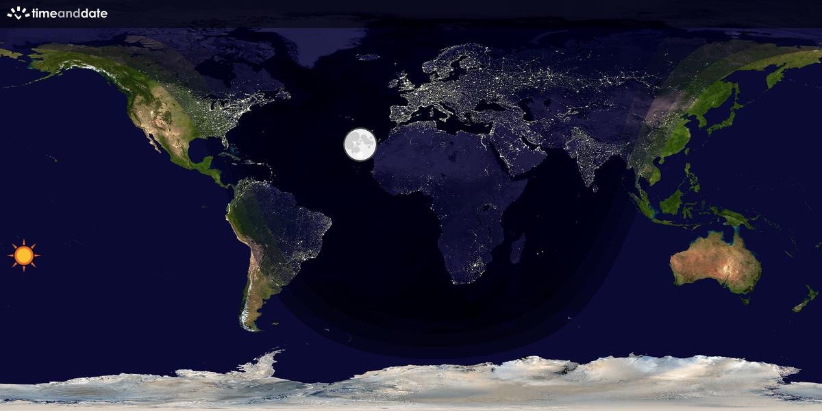 Verdenskart som viser dag og natt 