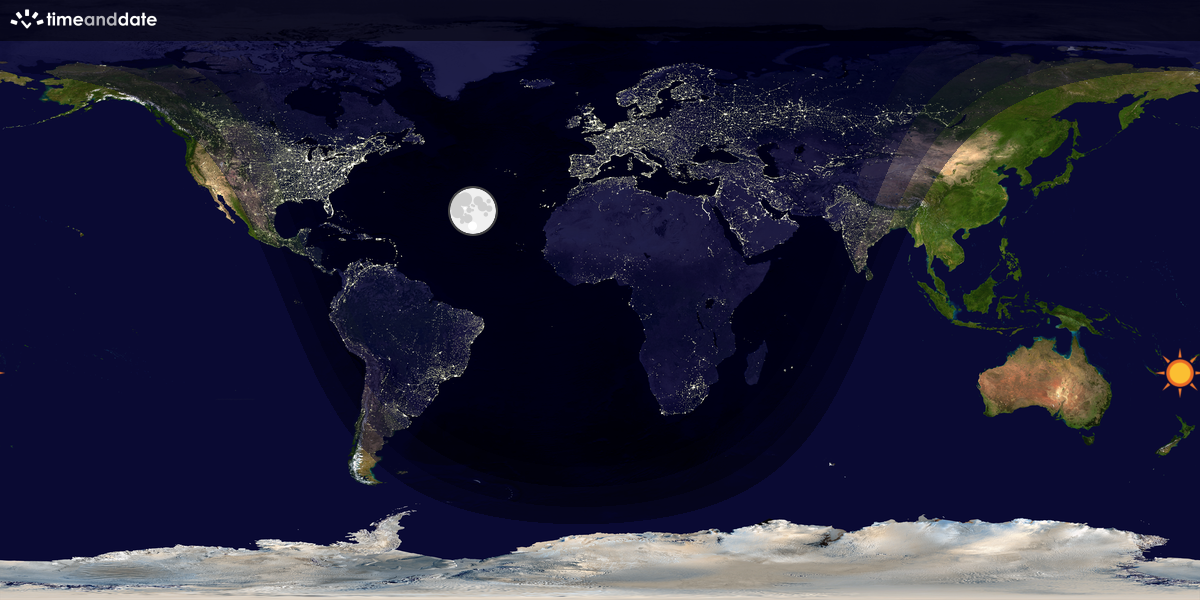 Verdenskart som viser dag og natt 