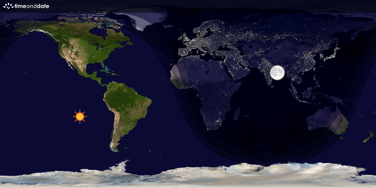 Verdenskart som viser dag og natt 