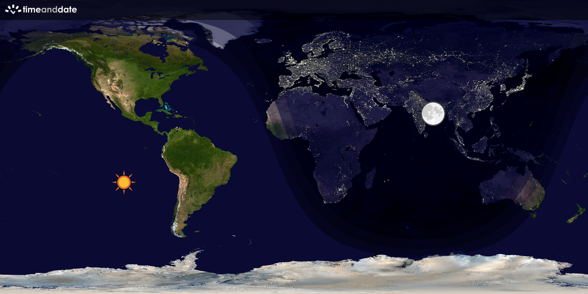 Verdenskart som viser dag og natt 