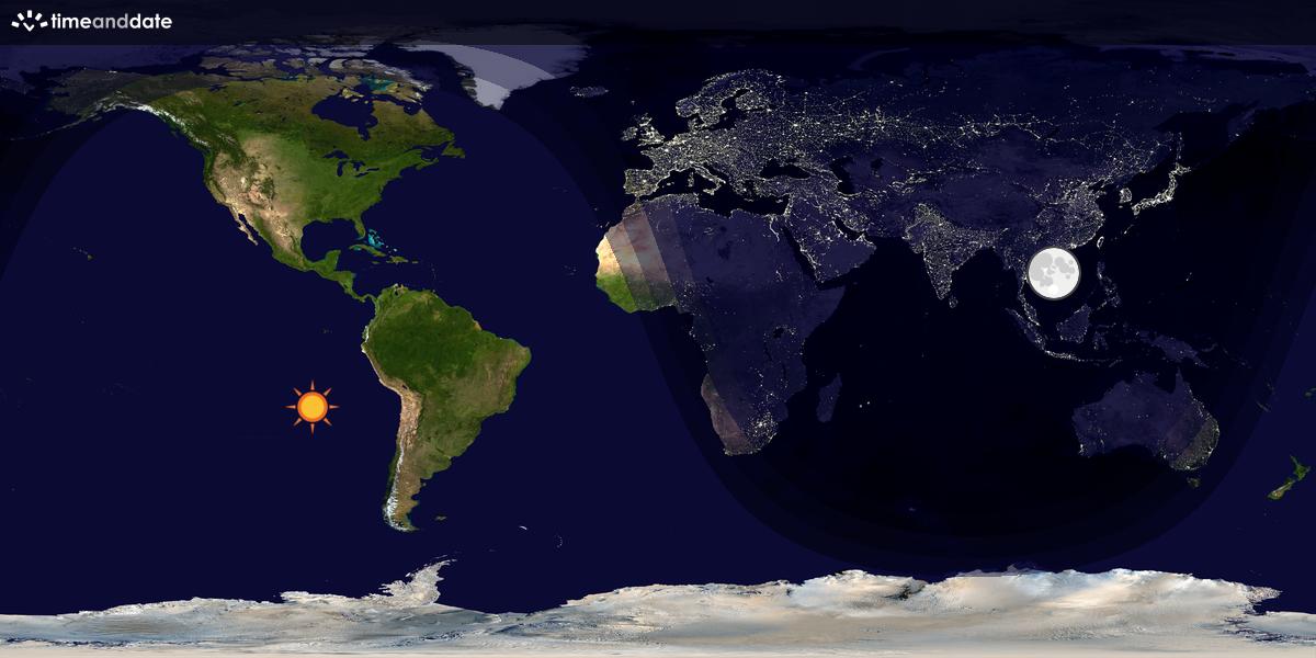Verdenskart som viser dag og natt 