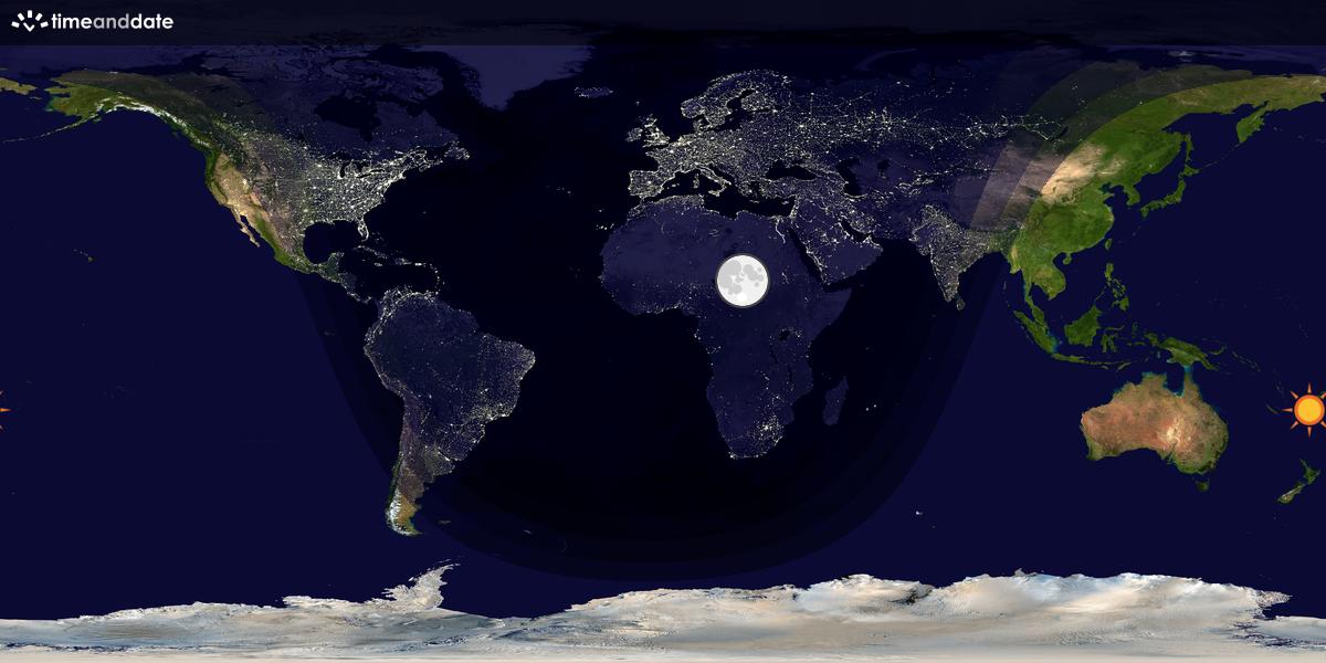 Verdenskart som viser dag og natt 
