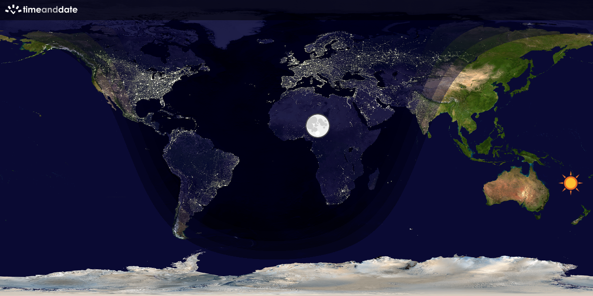 Verdenskart som viser dag og natt 