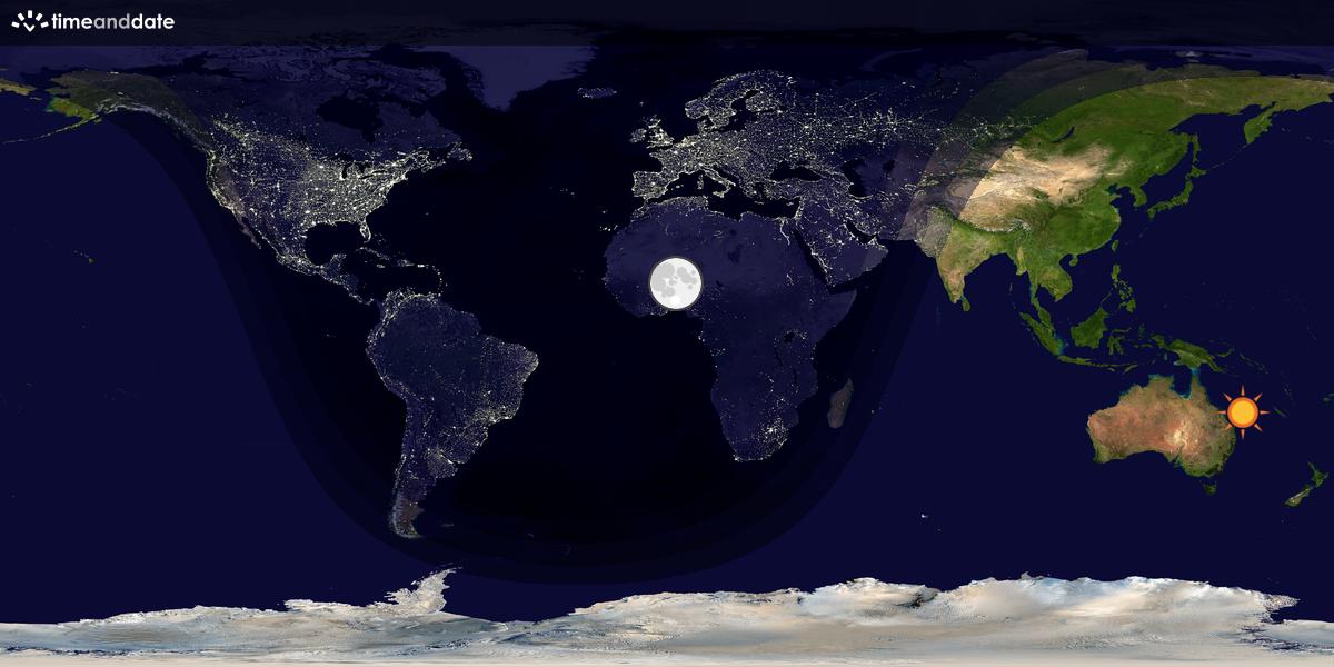 Verdenskart som viser dag og natt 