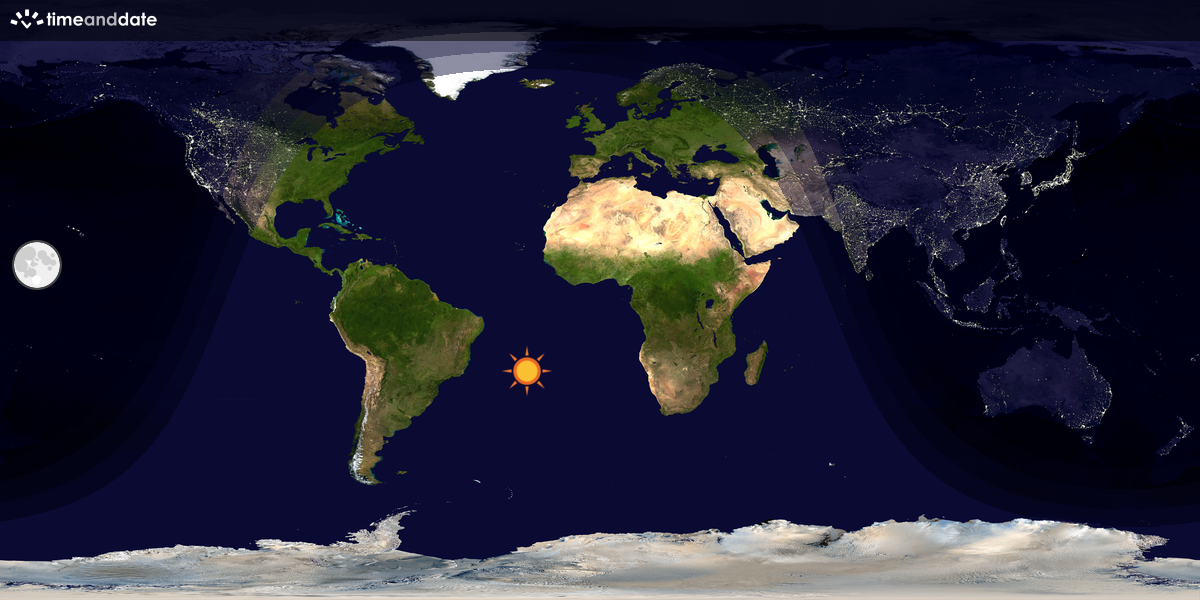 Verdenskart som viser dag og natt 