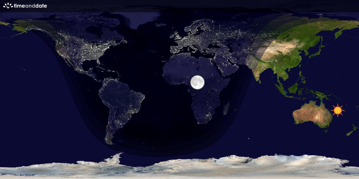 Verdenskart som viser dag og natt 