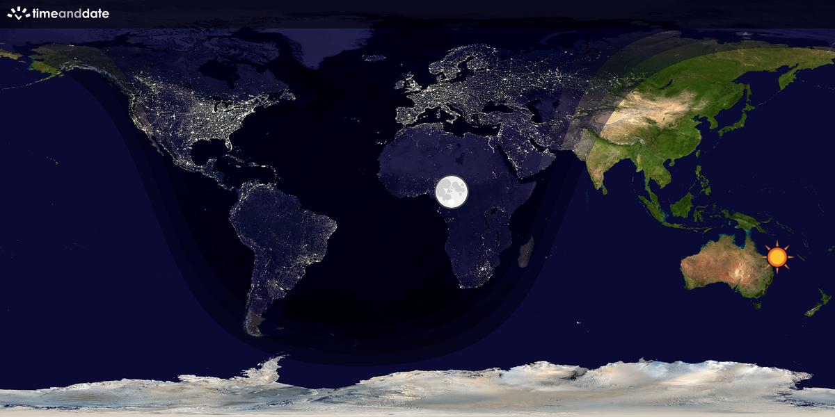 Verdenskart som viser dag og natt 