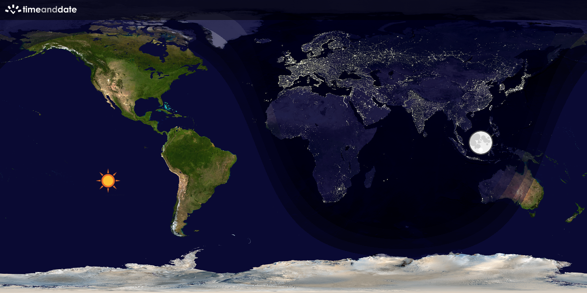 Verdenskart som viser dag og natt 