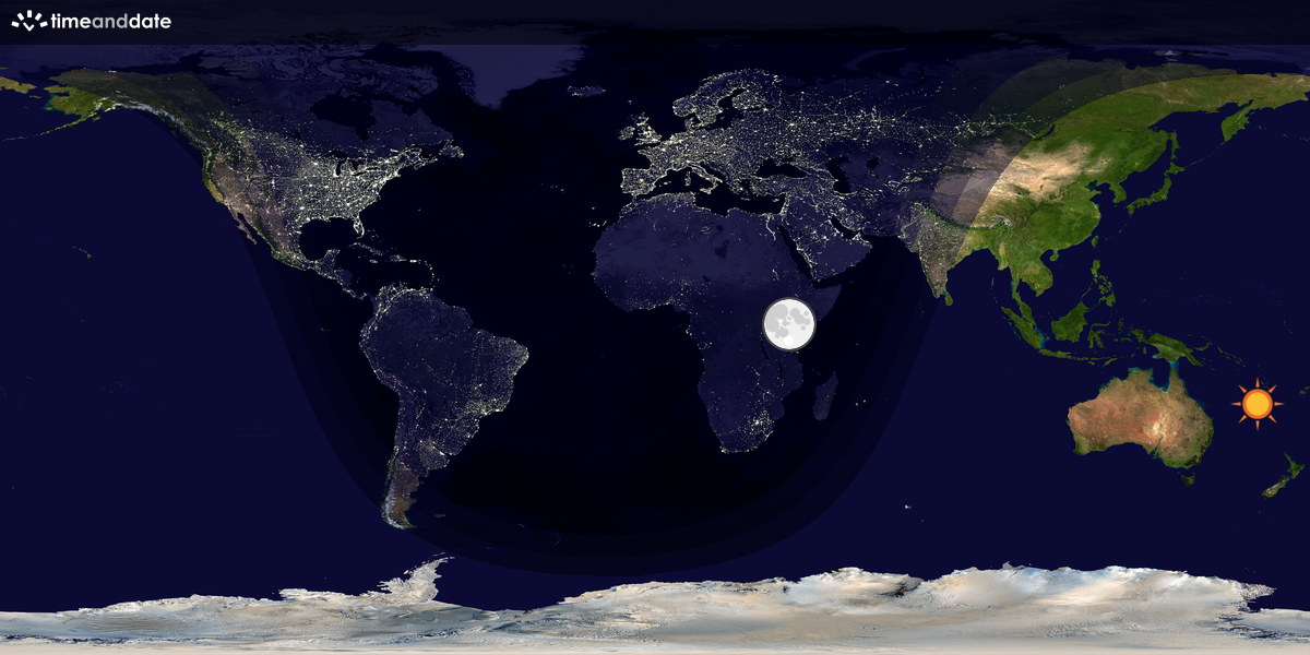 Verdenskart som viser dag og natt 