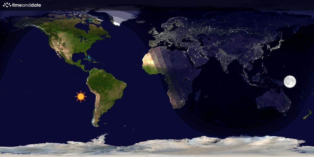 Verdenskart som viser dag og natt 