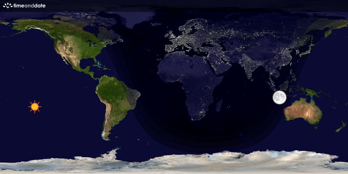 Verdenskart som viser dag og natt 
