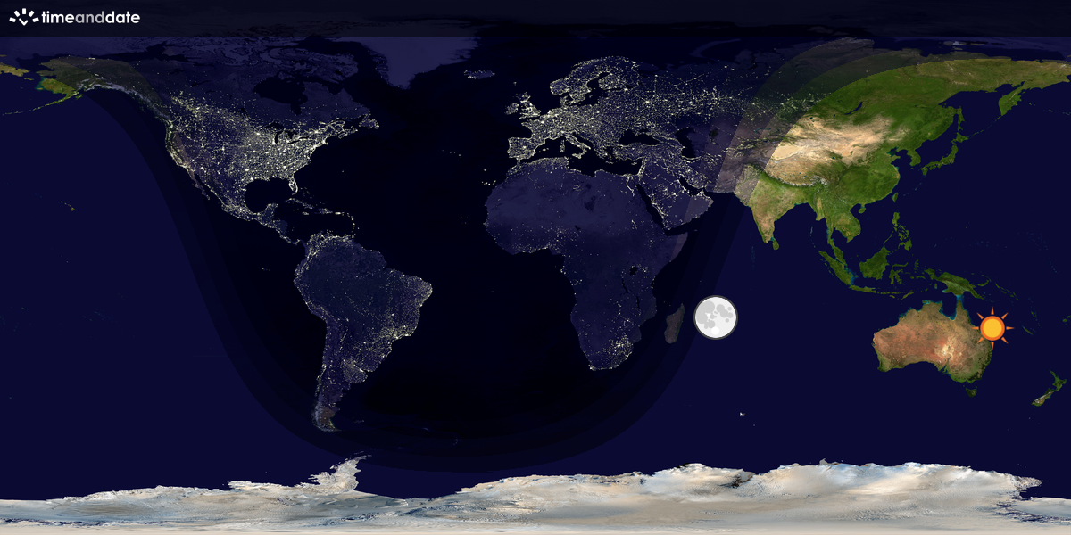 Verdenskart som viser dag og natt 