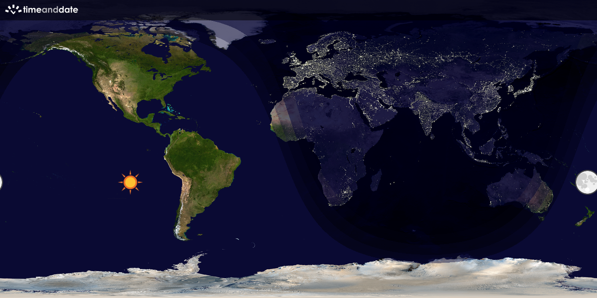 Verdenskart som viser dag og natt 