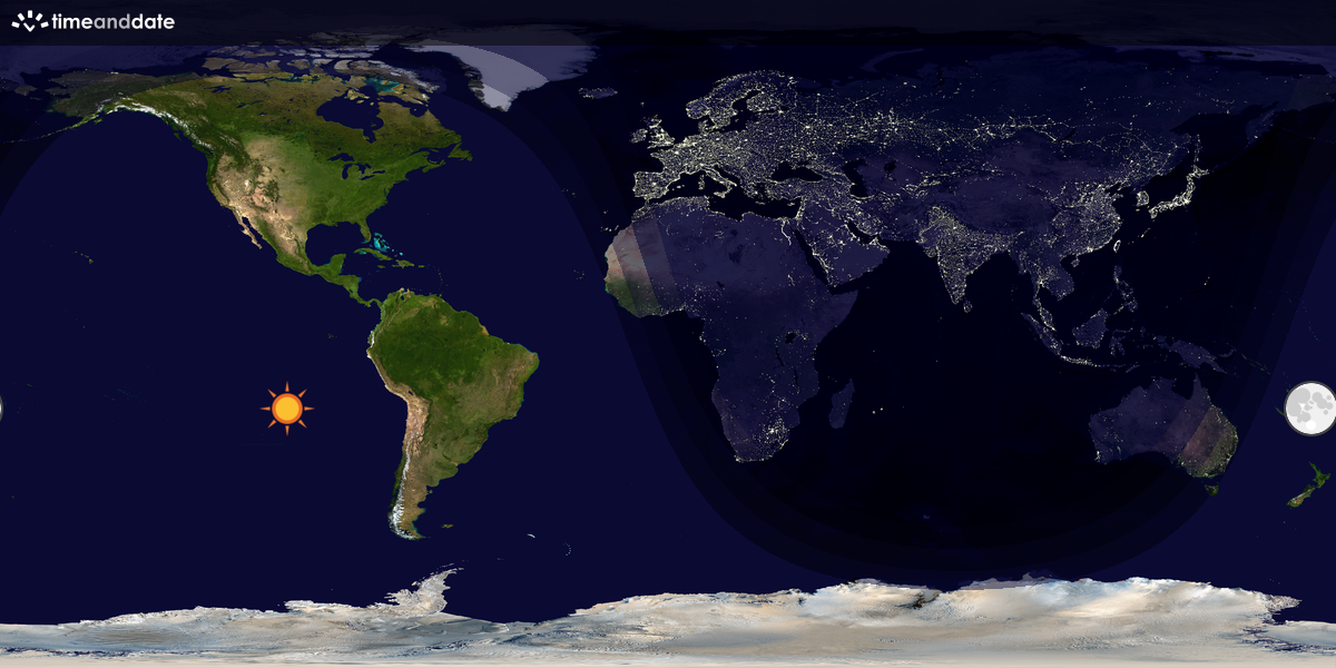 Verdenskart som viser dag og natt 
