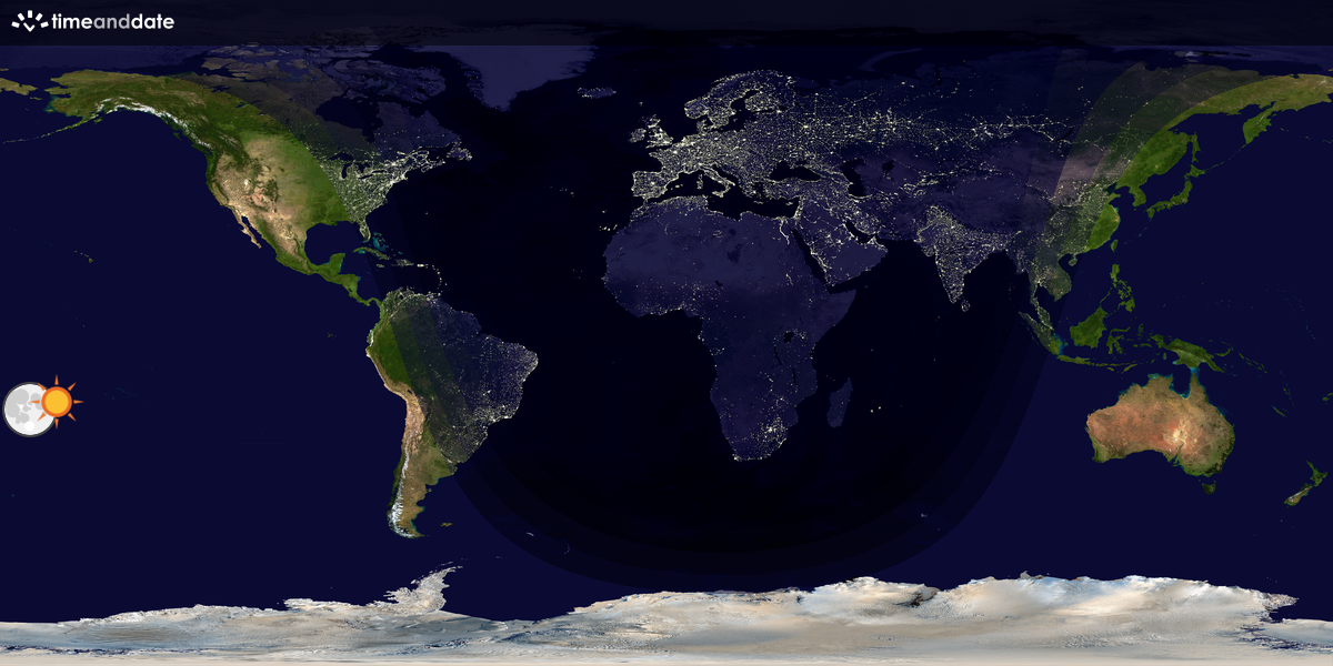 Verdenskart som viser dag og natt 