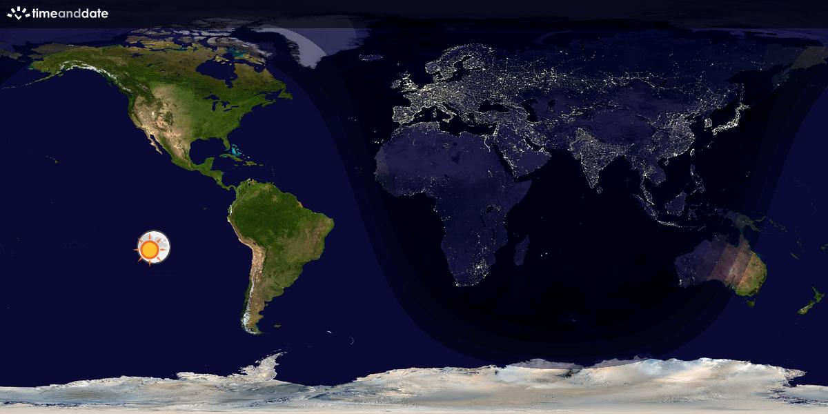 Verdenskart som viser dag og natt 