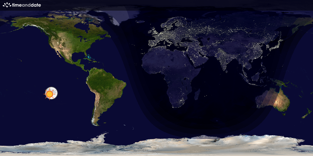 Verdenskart som viser dag og natt 