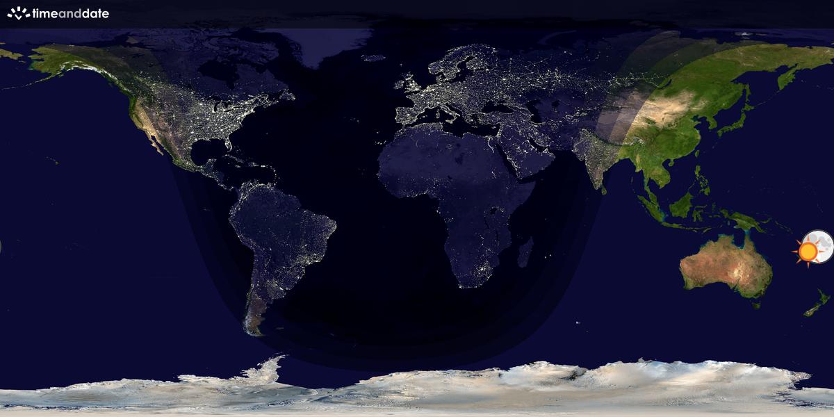 Verdenskart som viser dag og natt 