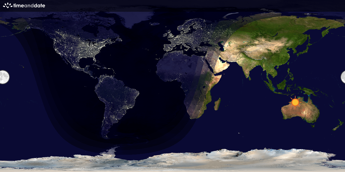 Verdenskart som viser dag og natt 