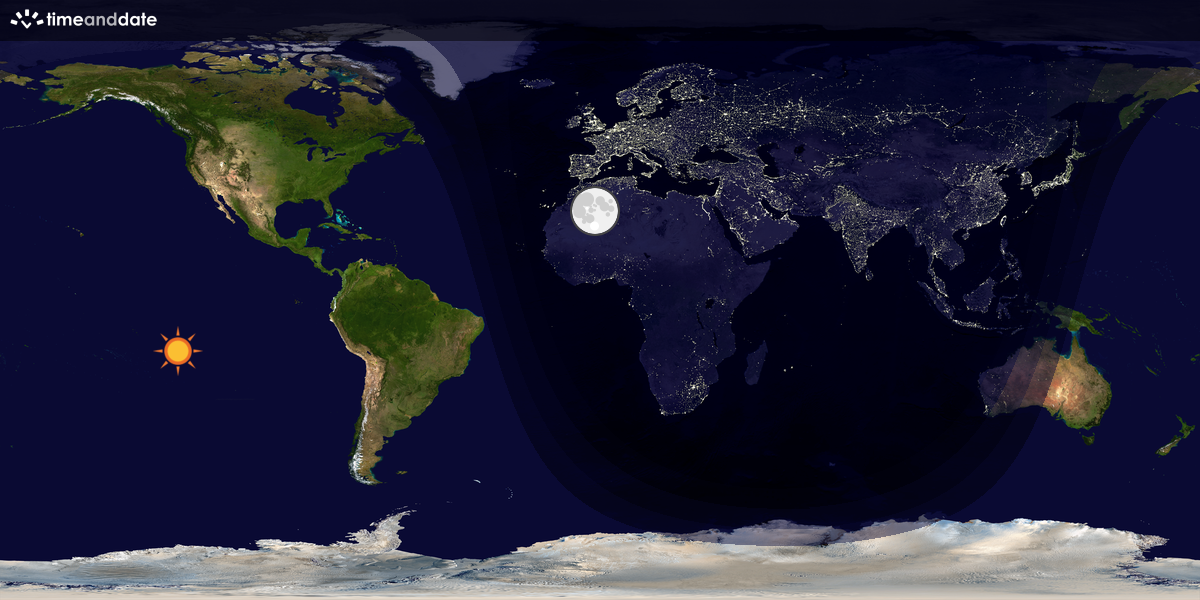Verdenskart som viser dag og natt 