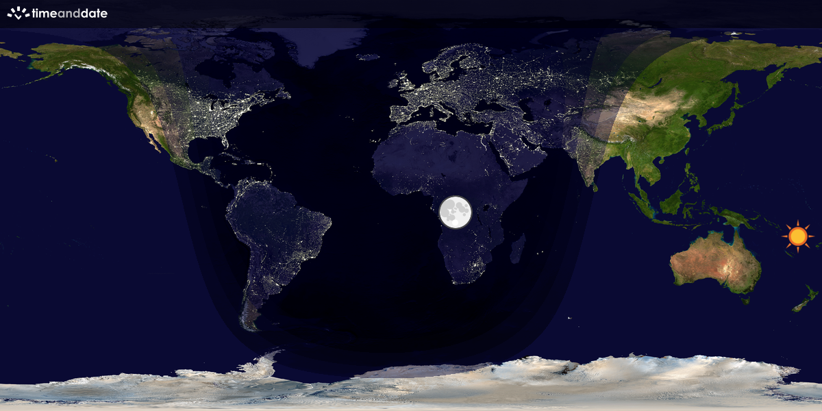 Verdenskart som viser dag og natt 
