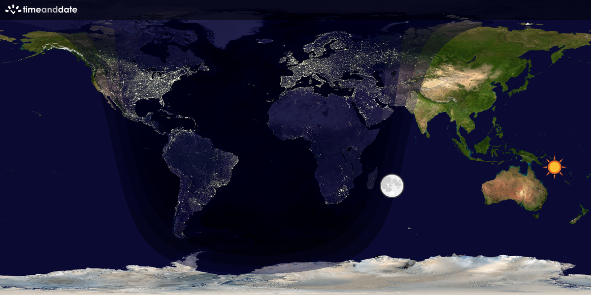 Verdenskart som viser dag og natt 