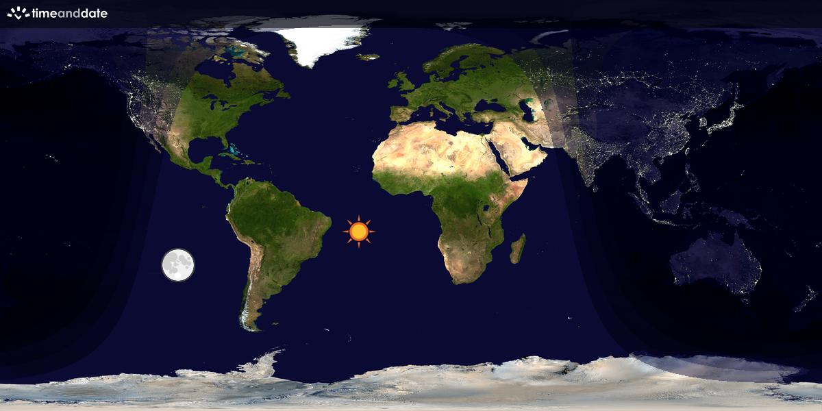 Verdenskart som viser dag og natt 