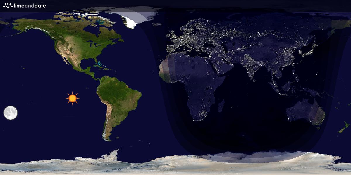 Verdenskart som viser dag og natt 