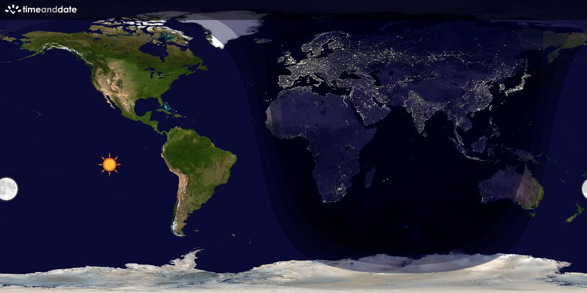 Verdenskart som viser dag og natt 