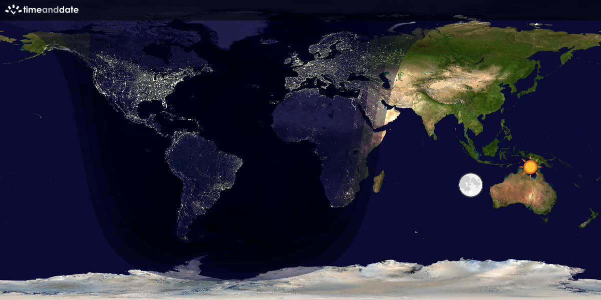 Verdenskart som viser dag og natt 