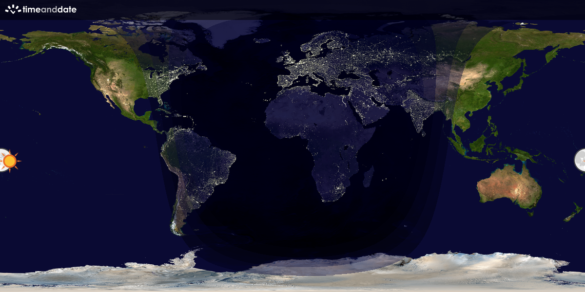 Verdenskart som viser dag og natt 