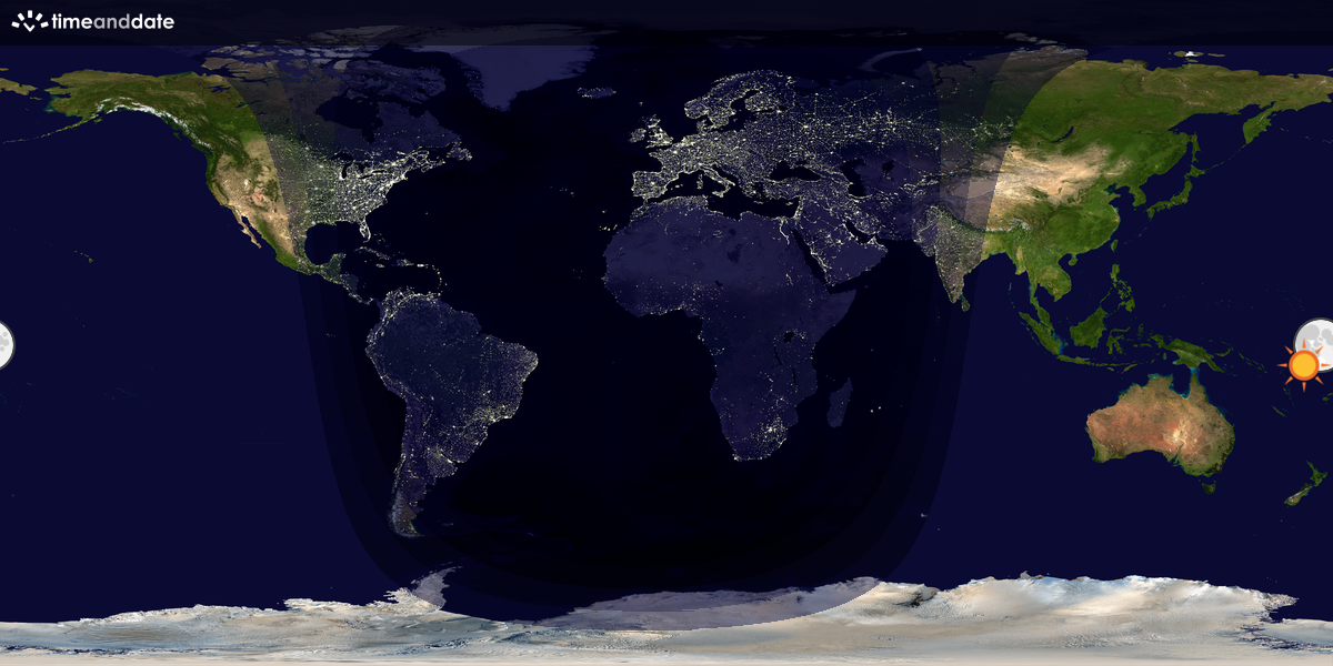 Verdenskart som viser dag og natt 