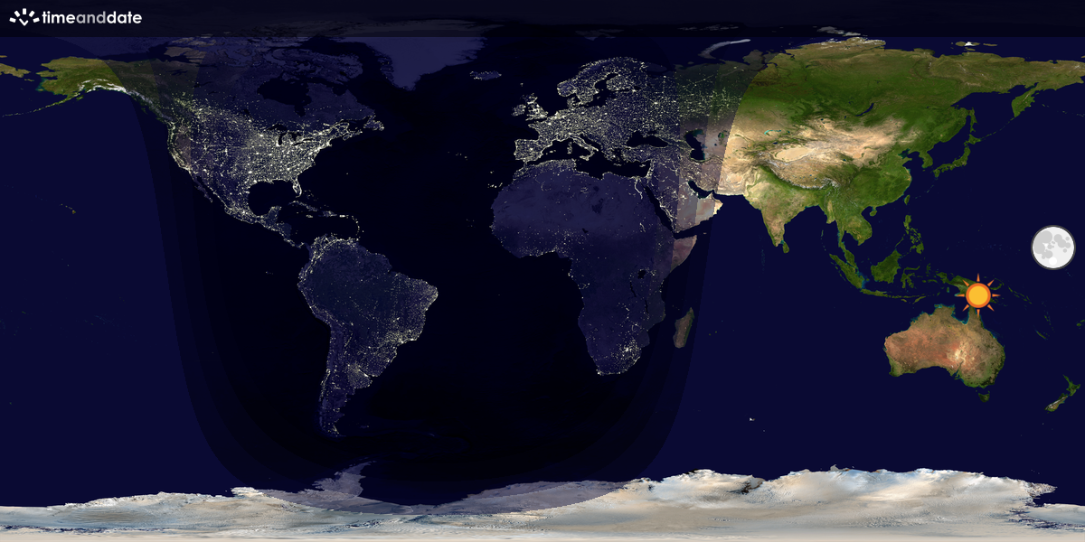 Verdenskart som viser dag og natt 
