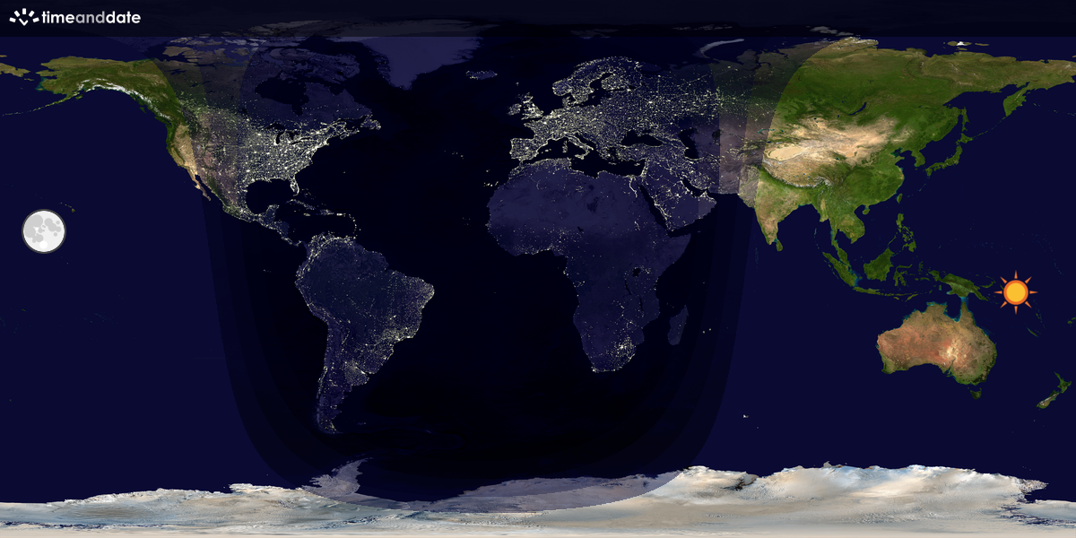 Verdenskart som viser dag og natt 