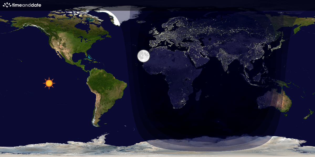 Verdenskart som viser dag og natt 