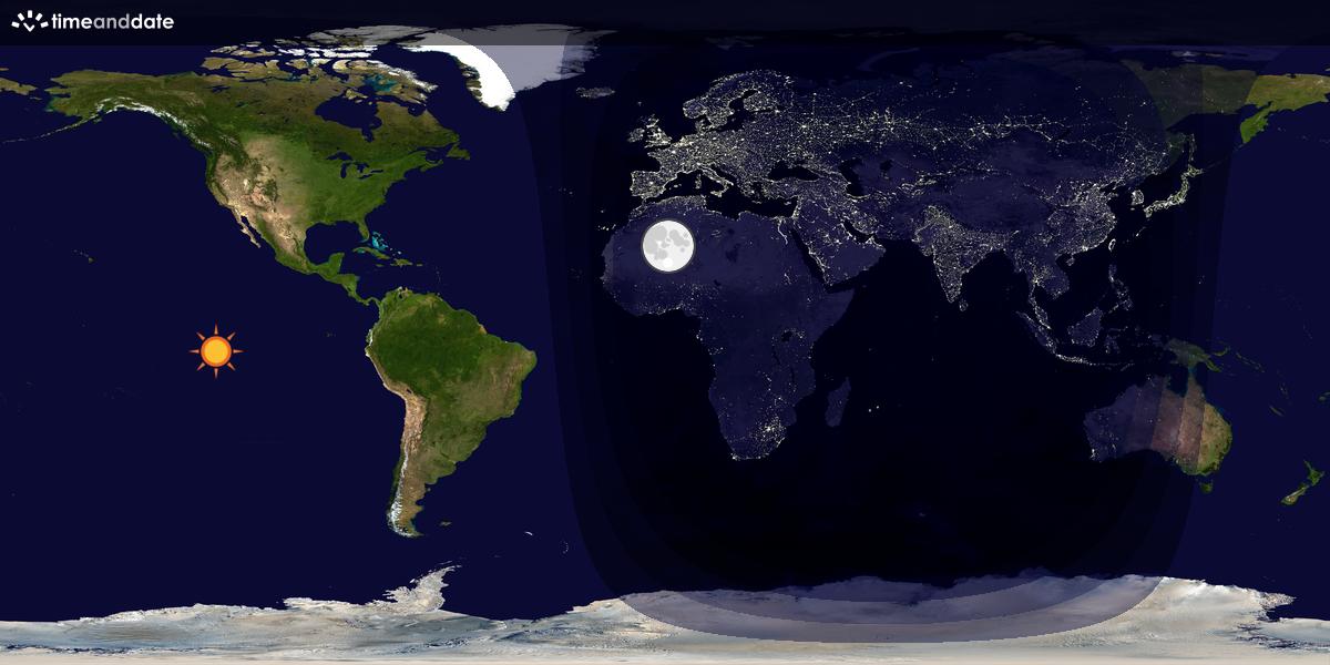 Verdenskart som viser dag og natt 