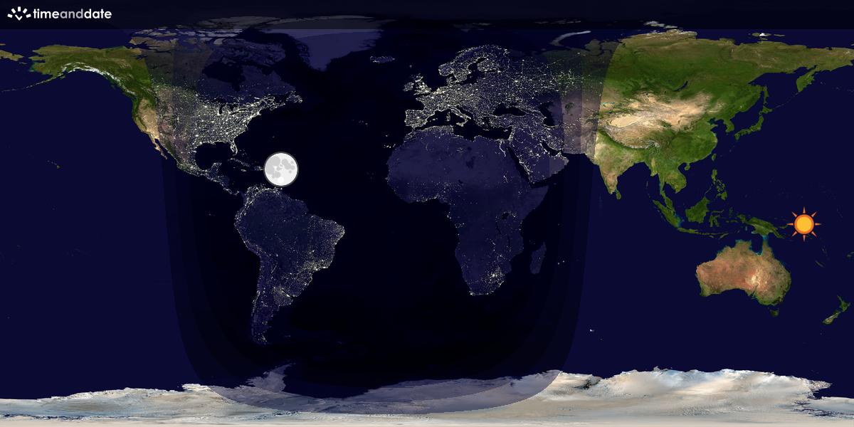 Verdenskart som viser dag og natt 