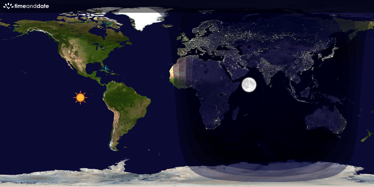 Verdenskart som viser dag og natt 