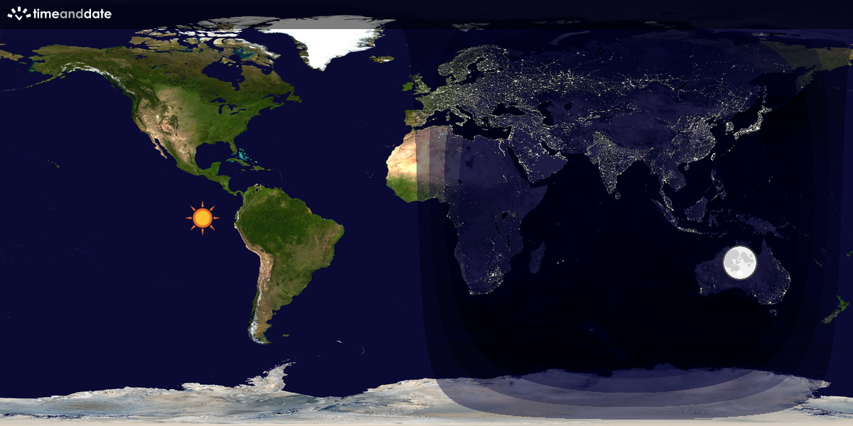 Verdenskart som viser dag og natt 