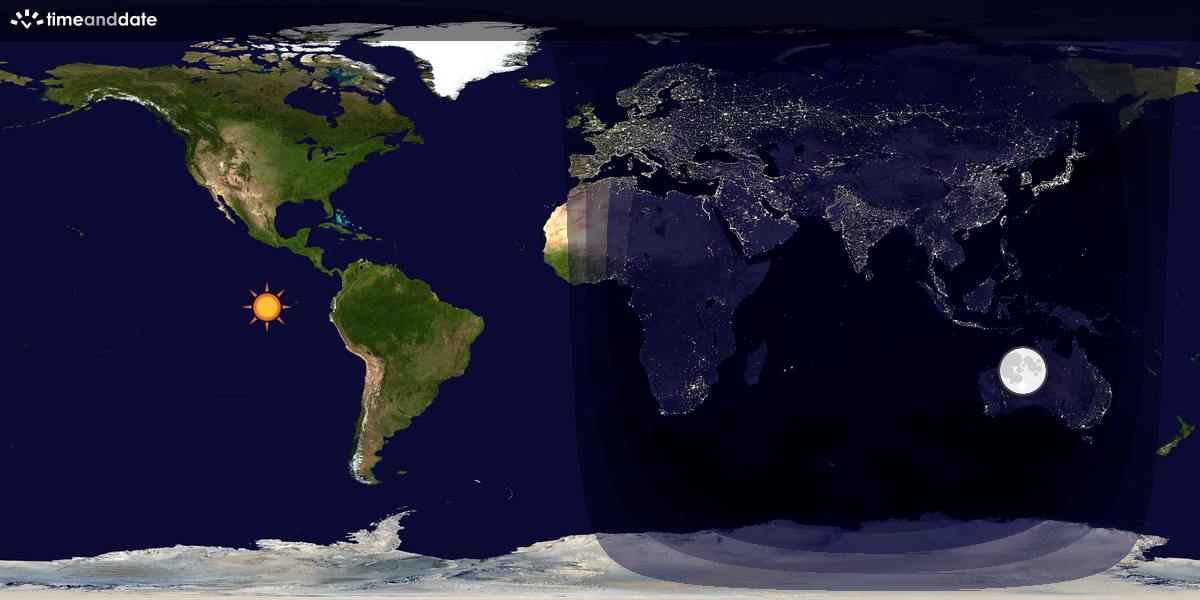 Verdenskart som viser dag og natt 