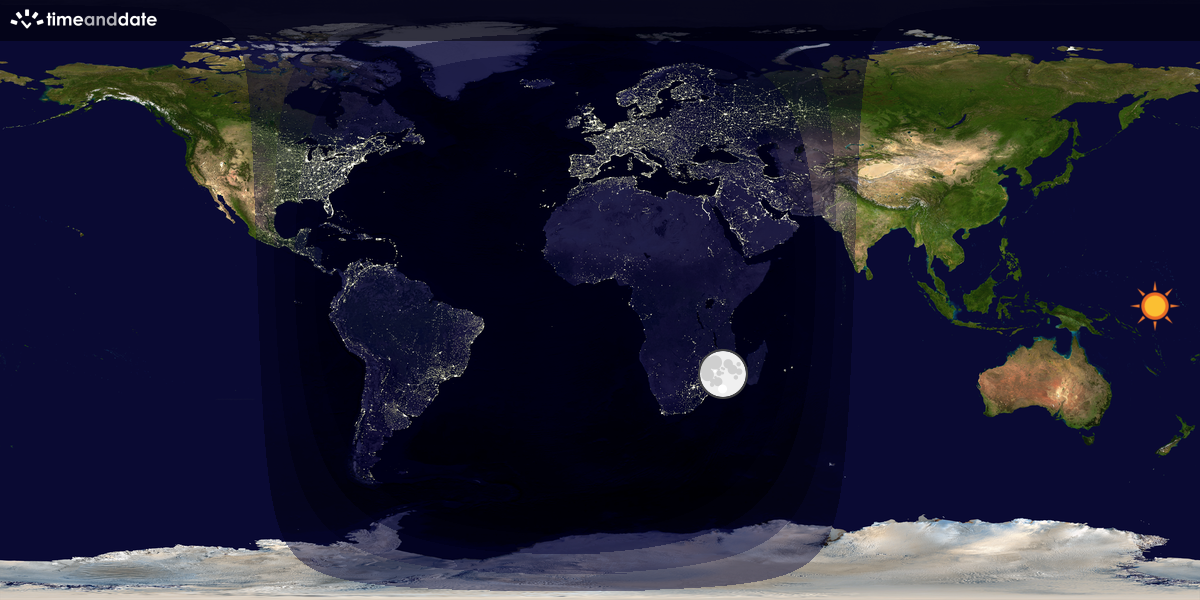 Verdenskart som viser dag og natt 