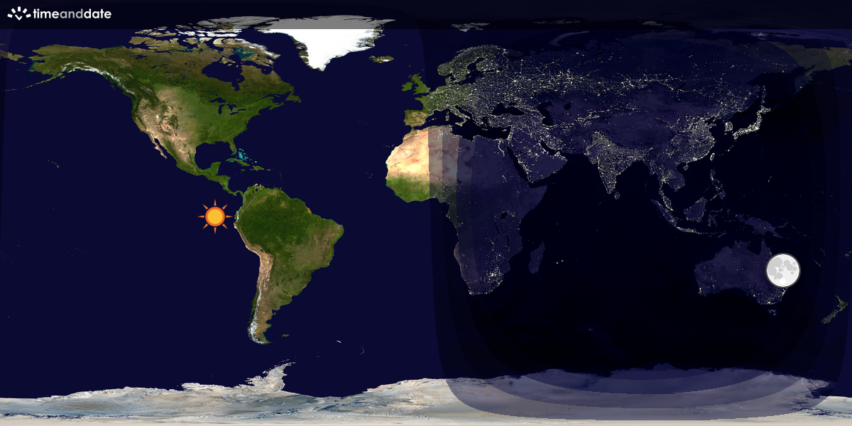 Verdenskart som viser dag og natt 