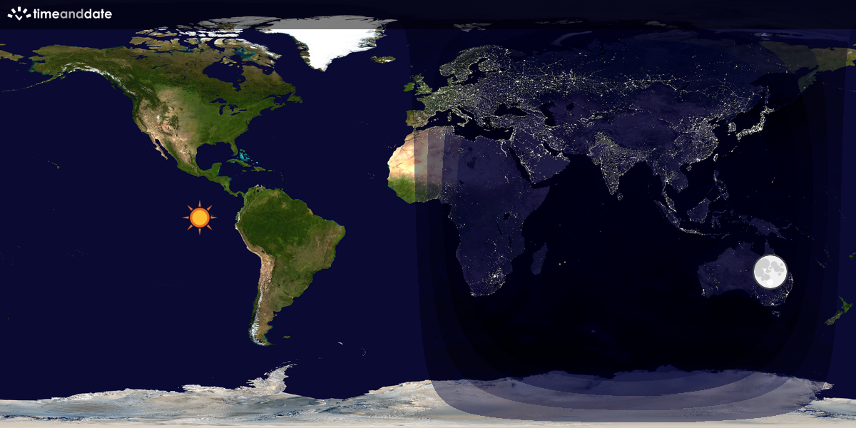 Verdenskart som viser dag og natt 