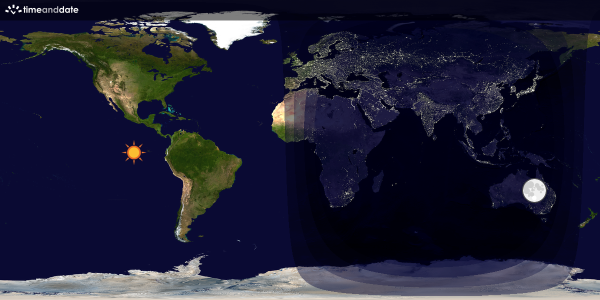 Verdenskart som viser dag og natt 