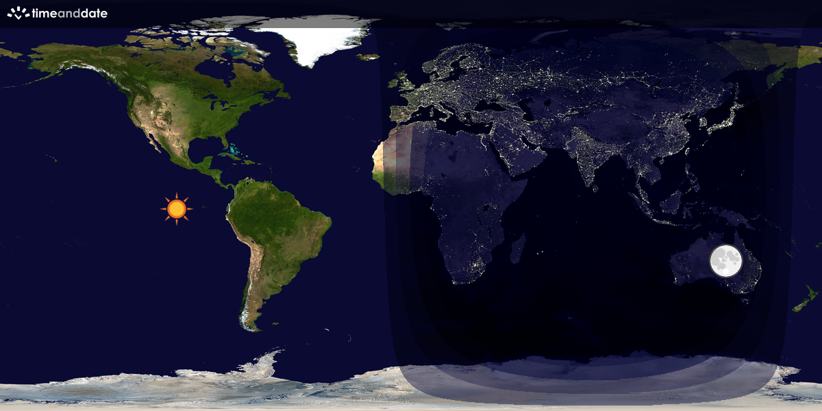 Verdenskart som viser dag og natt 