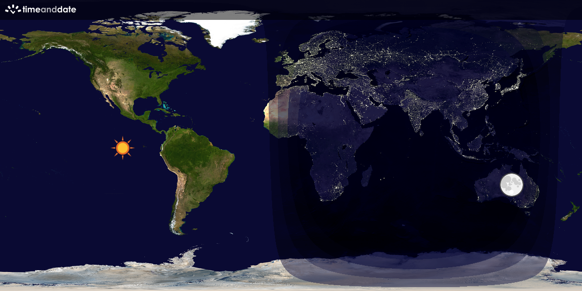 Verdenskart som viser dag og natt 
